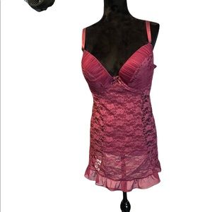 Burgundy Pretty Lace Short lingerie